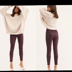 NEW $78 Free People Vegan Suede Legging in Wine Size M